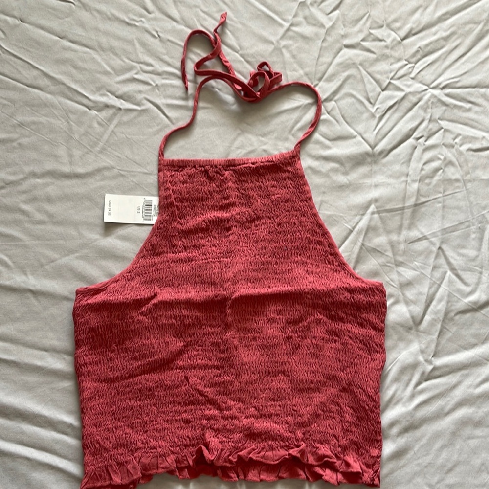 NWT Hollister tie behind the neck tank top with ruffle edge, size small